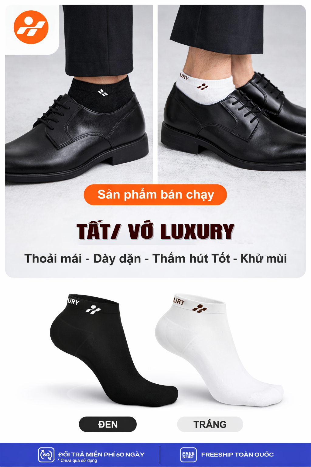 Combo 6 đôi Tất/Vớ Văn phòng Chính Hãng Luxury